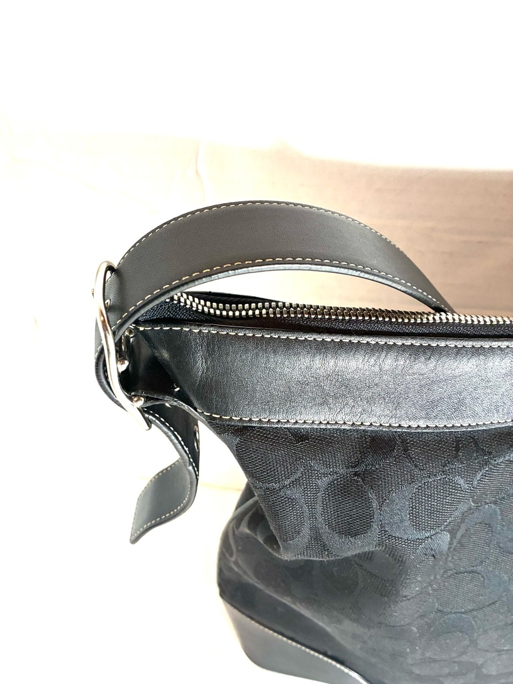 Coach Chelsea 6346 Black Signature Jacquard Leather Hobo Shoulder Bag - Picture 8 of 15